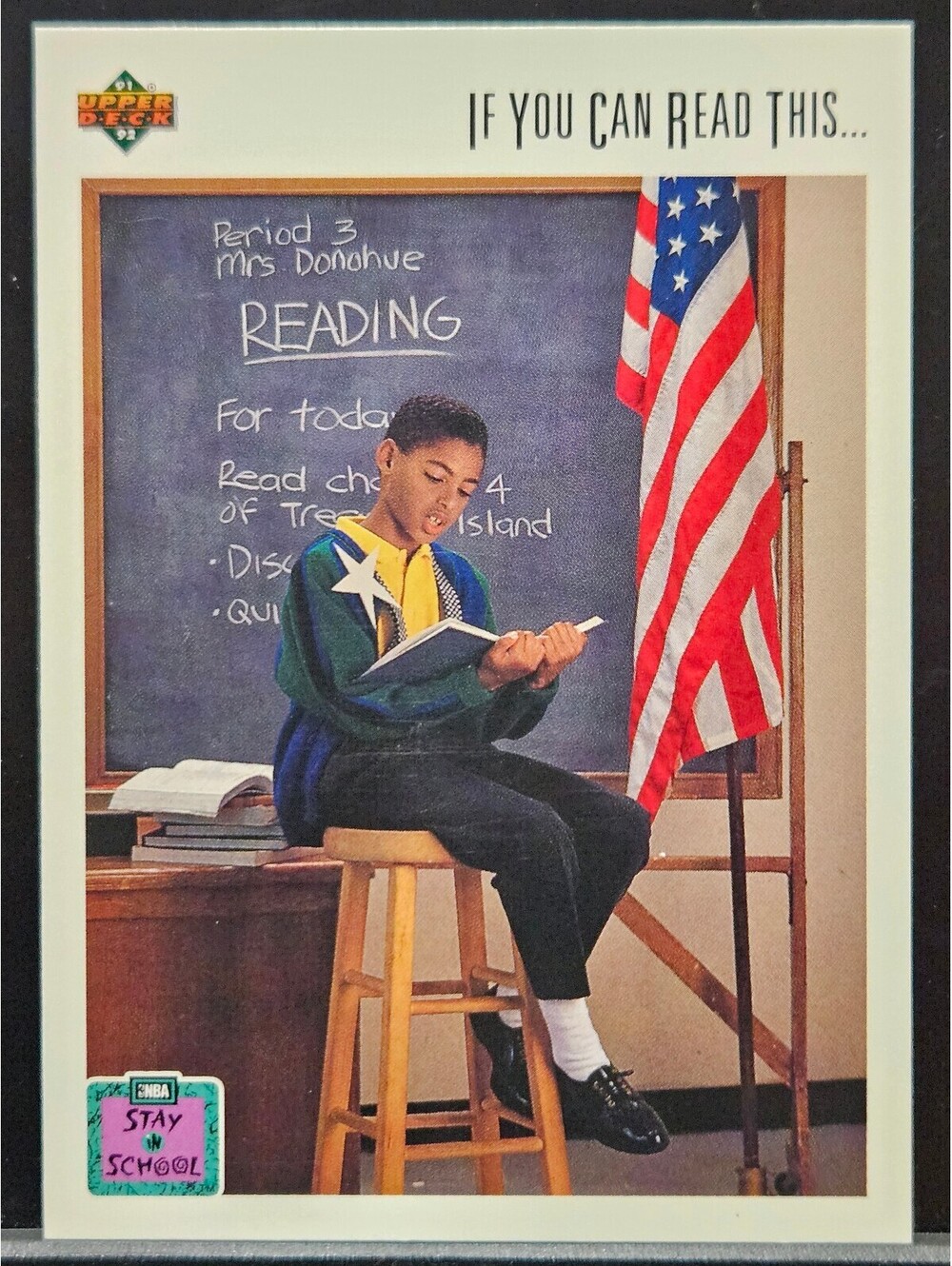 1991 Upper Deck Michael Jordan Stay In School Promo Card - Picture 2 of 2